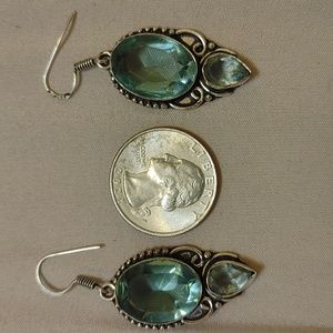 New simulated blue topaz sterling silver dangle earrings